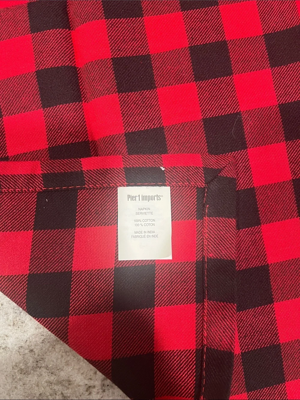 NEW Set of 4 Pier 1 Red and Black Buffalo Plaid Napkins